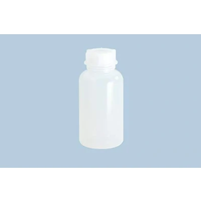 Abbildung von hünersdorff Weithalsflasche zum Befüllen mit Schraubverschluss aus LD PE (bruchsicher und lebensmittelgeeignet), 1000 ml, transparent