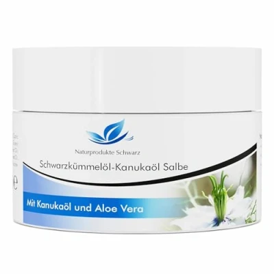 Abbildung von Naturprodukte Schwarz Schwarzkümmelöl Kanuka Salbe mit Aloe Vera Creme bei Neurodermitis, gegen trockene Haut und Juckreiz, Intensivpflege ohne Alkohol, 100ml