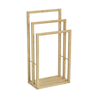 Abbildung von WENKO Handtuchbutler Mod. Bambusa, Handtuchständer aus stabilem Bambus mit 3 Stangen zur Handtuch Aufbewahrung, (B x H T): 42,5 82 23,5 cm, Natur