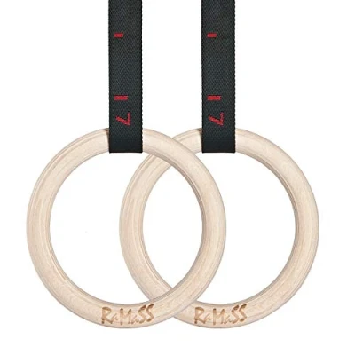 Abbildung von RAMASS Fitness Premium Turnringe Holz, Gymnastikringe Gym Ringe für Calisthenics &amp; Gymnastik