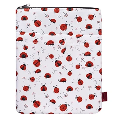 Abbildung von Buchhülle, Marienkäfer Buchschutz, Buchumschläge für Taschenbücher, waschbarer Stoff, Buchhüllen mit Reißverschluss, Größe M, 27,9 x 22,6 cm, Geschenk Buchliebhaber