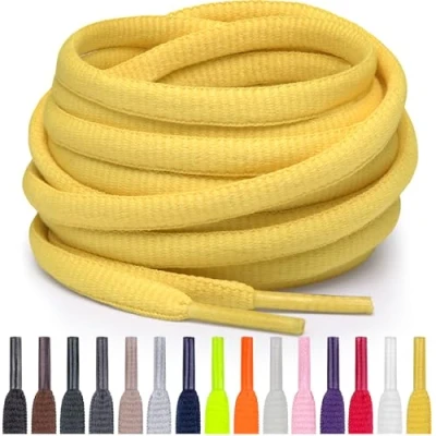 Abbildung von Miscly Schnürsenkel Oval, Reißfest für Sportschuhe, Sneaker und Laufschuhe 100% Polyester Ø 6mm (91 cm, Gelb)