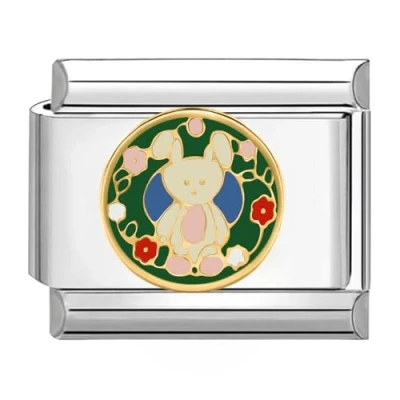 Abbildung von Quiges 9mm Italian Style Charm Modul Edelstahl Niedliches Rubbit für Italienische Armbänder
