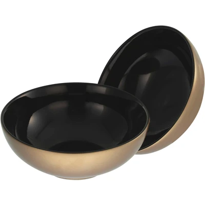 Abbildung von CreaTable, 25852, Serie GOLDEN DAYS schwarz, 2 teiliges Geschirrset, Müslischale aus Steinzeug, spülmaschinen und mikrowellengeeignet, Qualitätsproduktion