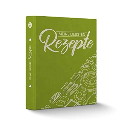 Abbildung von itenga Rezeptringbuch A5 Motivdruck laminiert 2 Ring Mechanik Meine liebsten Rezepte grün Rezeptordner Kochrezepte Ringbuch