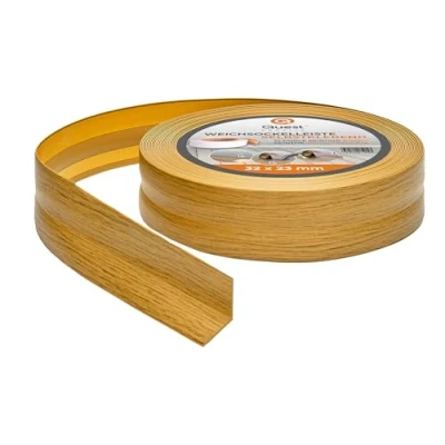 Abbildung von Quest Weichsockelleiste Selbstklebend, PVC Sockelleiste, Abschlussleiste 32 mm x 23 Flexible Knickleiste für Innenbereich, Wand, Boden Dicht, Dekorativ 5 Meter Eiche