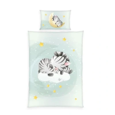 Abbildung von Herding babybest Bettwäsche Zebra, Kopfkissenbezug 40 x 60 cm Mit Wende Motiv, Bettbezug 100 135 cm, Reißverschluss, 100% Baumwolle/Renforcé