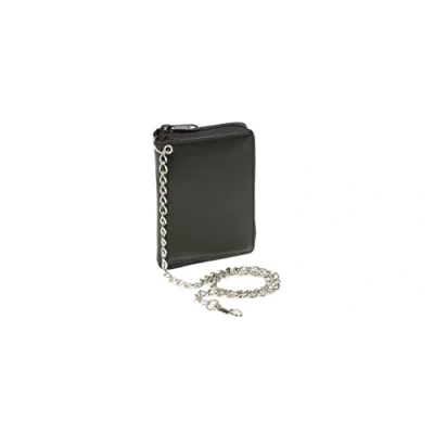 Abbildung von LEAS Reißverschlussbörse RFID Schutzfolie mit Chrom Kette Echt Leder, schwarz Chain Series
