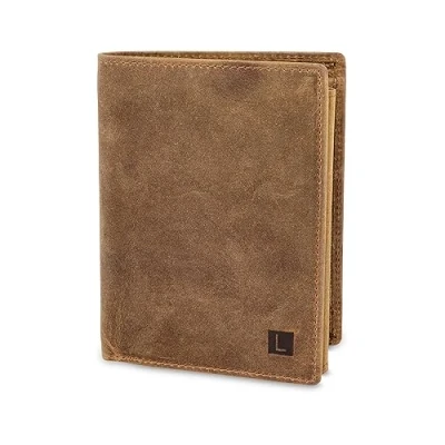 Abbildung von LEDEROW Geldbörse Herren Leder Hunter Braun Hochformat Geldbeutel inkl. Geschenkbox Männer Portemonnaie RFID Schutz mit Münzfach Portmonee Wallet Brieftasche Mann groß (Hunter Braun)