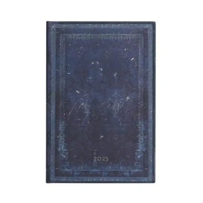 Abbildung von Inkblot (Old Leather Collection) Midi 12 month Horizontal Hardback Dayplanner 2025 (Elastic Band Closure): tydzień na dwóch stronach, zamykany gumkę, papier 100 gsm