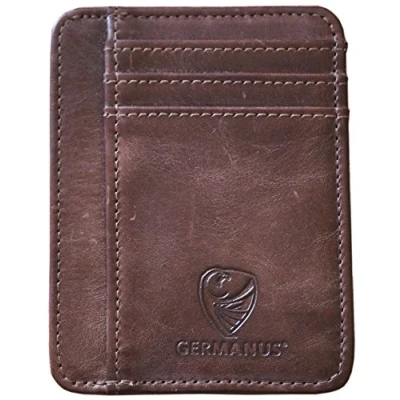 Abbildung von GERMANUS Ferruginus Kreditkartenetui Made in EU Geldbörse Leder Etui für Kreditkarten und Visitenkarten (Dunkel Braun)