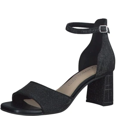 Abbildung von MARCO TOZZI Damen Sandalen mit Absatz Verstellbarem Riemen Glitzer, Schwarz (Black Metallic), 38 EU