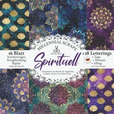 Abbildung von DECOUPAGE SPIRITUELL Motivpapier zum Basteln für Tagebücher, Collagen, Karten &amp; Geschenk Deko : Scrapbooking Papier Zubehör Ausschneiden I Mit Letterings DIY Kalender Journaling Inspo