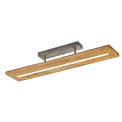 Abbildung von Trio Leuchten LED Deckenleuchte Brad 623710130, Metall Nickel antik, Holz, inkl. 27 Watt LED, Switch Dimmer, Braun