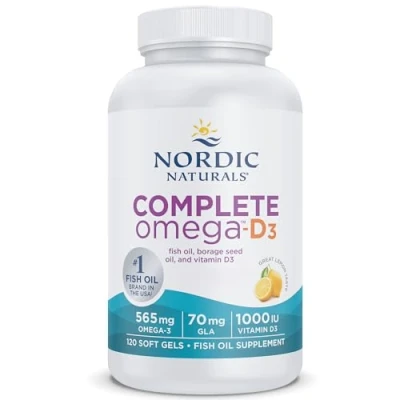 Abbildung von Nordic Naturals, Complete Omega D3, 565mg, mit 6, 9 und Vitamin hochdosiert, Zitronengeschmack, 120 Weichkapseln, Laborgeprüft, Sojafrei, Glutenfrei, Ohne Gentechnik