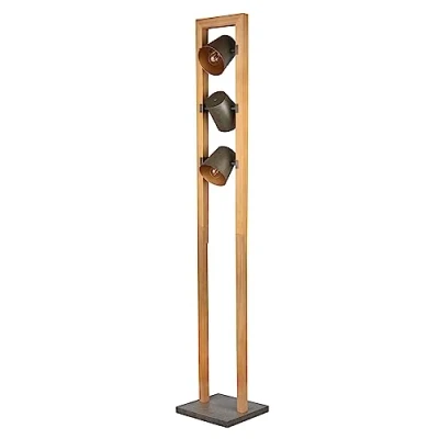 Abbildung von Trio Leuchten Stehleuchte Bell 401900367, Holz Natur, Metall Nickel antik/goldfabig exkl. 3x E14, Gold