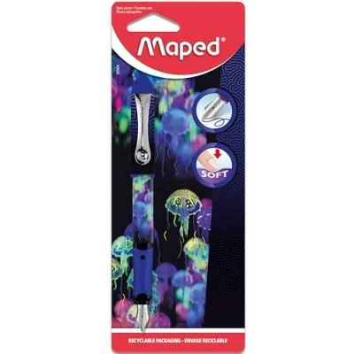 Abbildung von Maped Füllhalter DEEPSEA PARADISE mit feiner Iridium Spitze und trendigem Quallen Motiv auf dem Schaft
