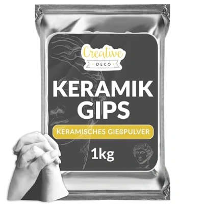 Abbildung von Creative Deco Gießpulver weiß 1 kg Keramik Gießmasse Gips Zum Gießen Reliefgießpulver Modelliergips Modellieren Geruchlos