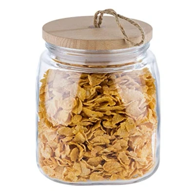 Abbildung von APS Vorratsglas „Woody“ Hochwertiges Glasbehältnis mit Deckel aus Holz Durch die Silikondichtung bleibt das Aroma des Inhaltes länger vorhanden 1 Liter, Aufbewahrungsbehälter