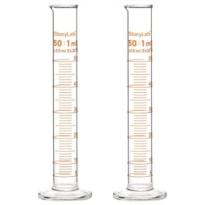 Abbildung von StonyLab 2er Pack 50 ml Borosilikatglas Labor Zylinder Messzylinder, Glass Cylinder