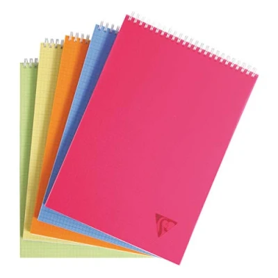 Abbildung von Clairefontaine 328635C Block Linicolor FRESH, mit kopfseitiger Doppelspirale DIN A4, 80 Blatt 90g kariert, Einband aus gerilltem Polypropylen, farbig sortiert, 1 Stück