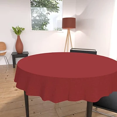 Abbildung von Soleil d&#039;ocre Tischdecke mit Fleckschutz rund 180 cm ALIX rot