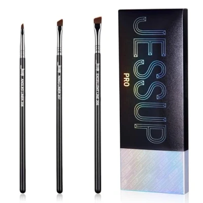 Abbildung von Jessup abgewinkeltes Eyeliner Pinsel Set, 3 teilig Pro Precision Eyelinerpinsel fein geflügelte ultradünne schräge Gel Makeup für flüssigen Schwarz T345