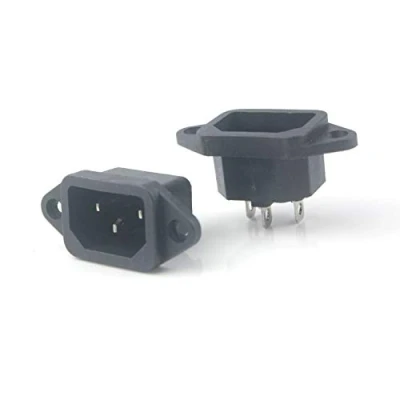 Abbildung von Aofan 2 Stück AC 250V/10A/3 Füße männlicher Stecker IEC320 C14 Schalttafeleinbau Gerätestecker Steckdose