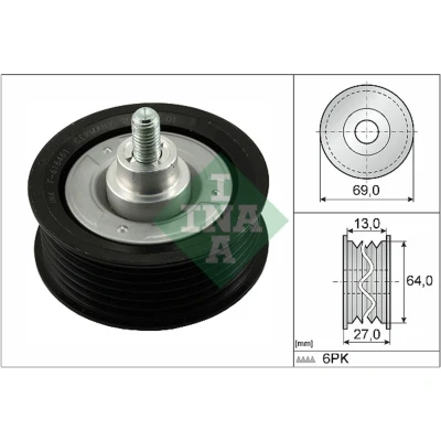 Abbildung von INA 532 0477 10 Umlenkrolle FORD: Transit Mk6 Platform / Chassis, Van, V363 Minibus, PEUGEOT: Boxer FIAT: Ducato III Van