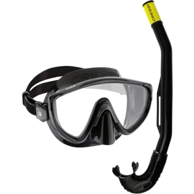 Abbildung von CRESSI Unisex Adult Island 2.0 Combo Black Kombiset Tino Maske und Schnorchel Scilla, Schwarz/Schwarz, Einheitsgröße