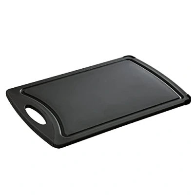 Abbildung von Zassenhaus Schneidbrett EASY CUT Schwarz 38x25x1 cm beidseitig verwendbar extrem rutschfest klingenschonend mit Saftrille Schneidebrett spülmaschinenfest kunststoff