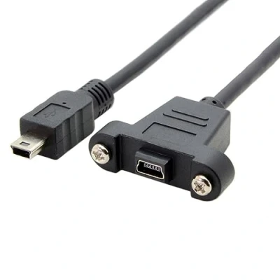Abbildung von chenyang Mini USB 5Pin Stecker auf Buchse Verlängerungskabel Panel Mount Typ mit Schrauben 50cm