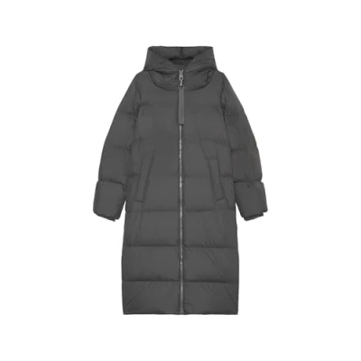 Abbildung von Marc O&#039;Polo Puffer COAT WITH HOOD SIDE Slits Zipper WELT Pockets Backpack Belts Daunenmantel, Damen, Größe: 34, Light graphite