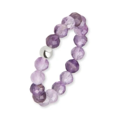 Abbildung von GD GOOD.designs Fidget Ring aus Amethyst Naturstein Perlen für Damen Anxiety elastisch Anti Stress facettiert I Ringgröße 52 62 Valentinstag Geschenk Sie