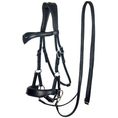 Abbildung von F.R.A. Gebisslose Trense Aruba Side Pull Softleder Zügel Schwarz Vollblut