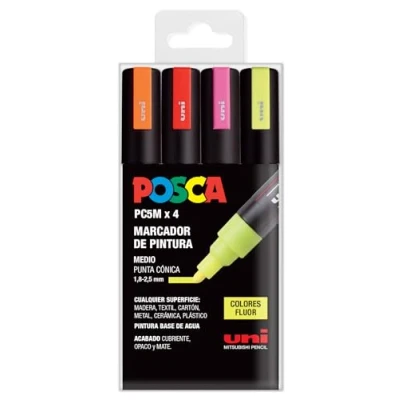 Abbildung von Posca UNI Filzstifte, 5 m, Fluor, 4 Stück
