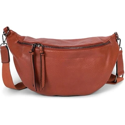 Abbildung von styleBREAKER Damen Halbmond Crossbody Schultertasche, abnehmbarer verstellbarer Schultergurt, Einfarbige Handtasche 02012386, Farbe:Cognac