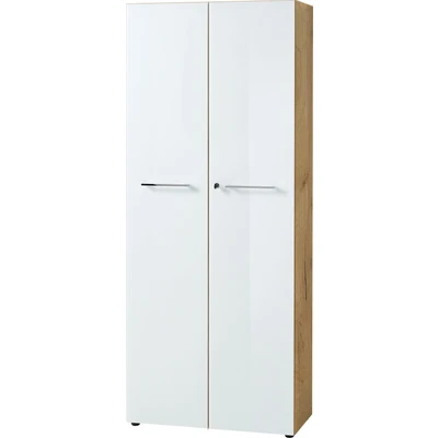 Abbildung von Germania Aktenschrank 4204 242 GW Monteria, in Navarra Eiche Nb./Weiß, mit Glasauflage, 80 x 196 37 cm (BxHxT)