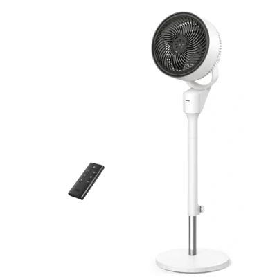 Abbildung von Dreo Standventilator Leise, 80 Oszillierender Ventilator mit Fernbedienung, einstellbare Höhe, 3 Geschwindigkeiten, 2 Modi, 6H Timer, Fan für Schlafzimmer Wohnzimmer, Weiß