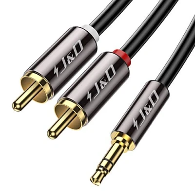Abbildung von J&amp;D Cinch auf Klinke 3,5 Kabel Goldbeschichtet 3,5mm, Männlich 2 RCA Stereo Audio mm Adapter kabel, 1.8m