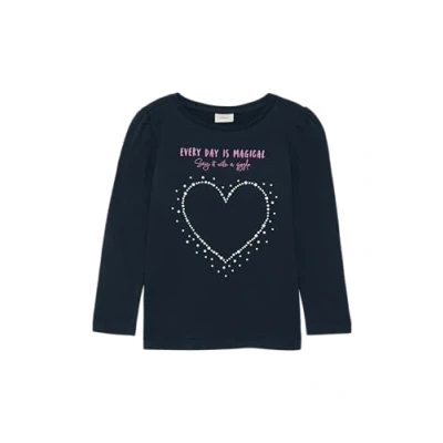 Abbildung von Print Shirt mit Schmucksteinen Navy 92/98