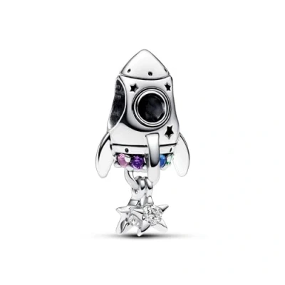 Abbildung von PANDORA Moments Weltraumliebe Raketen Charm aus Sterling Silber mit künstlichen Kristallen, Kompatibel Armbändern, 792831C01