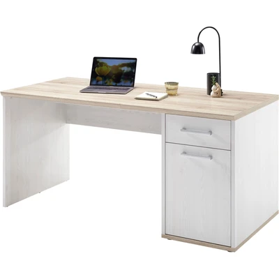 Abbildung von Stella Trading ROMANCE Schreibtisch mit Schublade in Sibiu Lärche Optik, San Remo Moderner Bürotisch Computertisch großer Arbeitsfläche 160 x 76 73 cm (B/H/T)