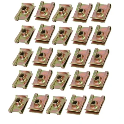 Abbildung von sourcing map 25pcs Eisen Geschwindigkeit Fastener U Mutter Clip Messing M6 Schraubenbolzen DE