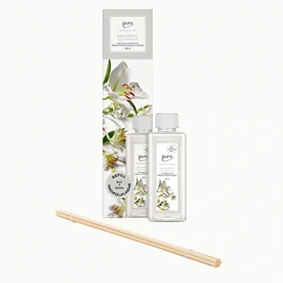 Abbildung von ipuro white lily preiswerter Raumduft Nachfüller mit blumig zarten Noten Duftöl Refill Duftstäbchen Diffuser Nachfüllflasche 200ml inkl Duft Sticks