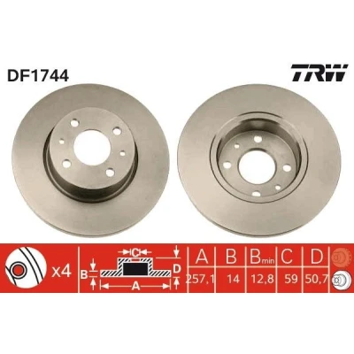 Abbildung von TRW DF1744 Bremsscheibe 257 14 4 98 voll lackiert LANCIA: Thema Saloon