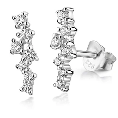 Abbildung von MATERIA by Matthias Wagner Damen Ohrstecker Zirkonia Silber 925 Ohrringe Stecker 13mm lang SO 406