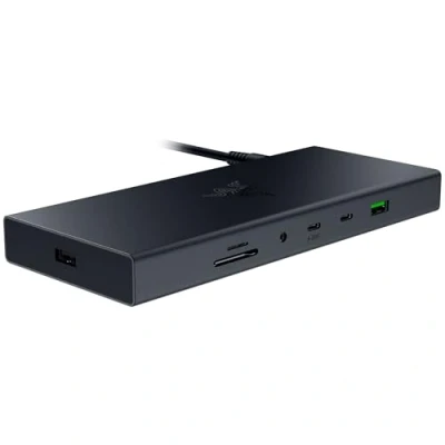 Abbildung von Razer USB 4 Dock High Speed für Gaming und Produktivität 14 Port Dual Display Unterstützung, Geräteaufladung (3X C, 5X A, HDMI, Gigabit Ethernet, 3.5mm Audio) Schwarz