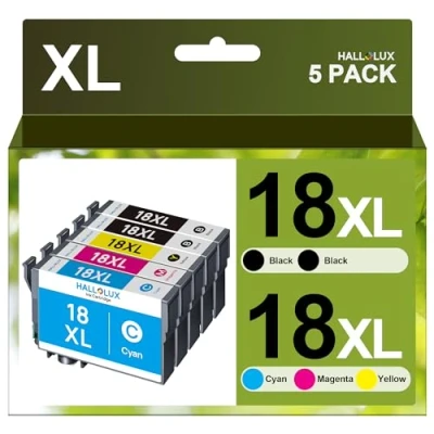 Abbildung von HALLOLUX 18XL Multipack Druckerpatronen Kompatibel für Epson 18 XP 322 305 215 225 412 422 325 312 315 205 415 425(5er Pack)