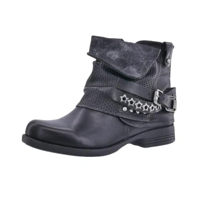 Abbildung von Elara Damen Biker Boots Nieten Stiefeletten Chunkyrayan 344 Black 36